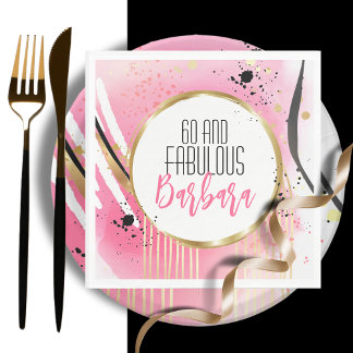 Serviette En Papier Pour son 60 et Fabulous rose noir Abstrait Retro