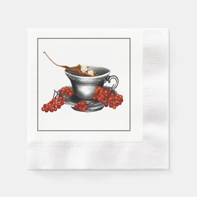 Serviette en papier pour thé d'automne déjeuner (Devant)