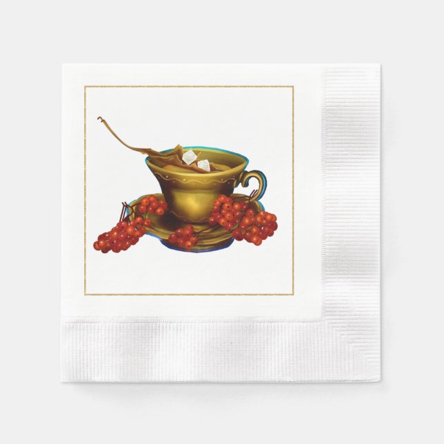 Serviette en papier pour thé déjeuner d'automne (Devant)
