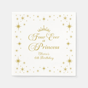 Serviette En Papier Pour toujours une princesse Or Princesse 4e annive