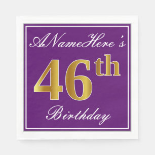 Serviette En Papier Pourpre élégant, anniversaire d'or de Faux