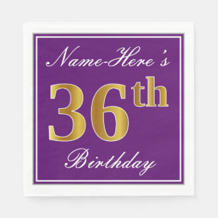 Serviette En Papier Pourpre élégant, anniversaire d'or de Faux