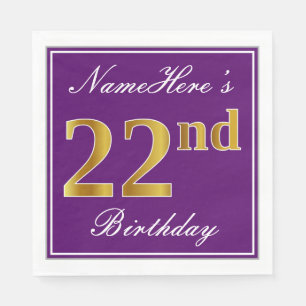 Serviette En Papier Pourpre élégant, anniversaire d'or de Faux 22èm