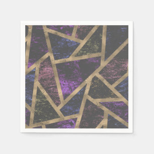 Serviette En Papier Pourpre et motif de mosaïque d'or