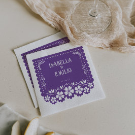 Serviette En Papier Pourpre | Mariage mexicain Papel Picado