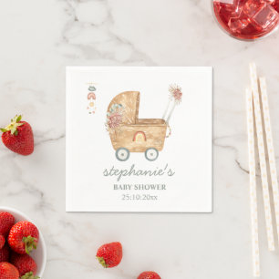 Serviette En Papier Poussette bébé bohème Baby Shower