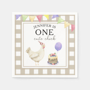 Serviette En Papier Poussin aquarelle 1er anniversaire