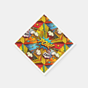 Serviette En Papier POW ! ZAP ! Mots Dessinés - Décor Fun & Vibrant