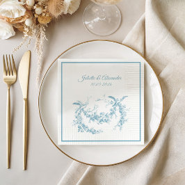 Serviette En Papier Powder Blue Toile de Jouy Wedding Paper Napkins