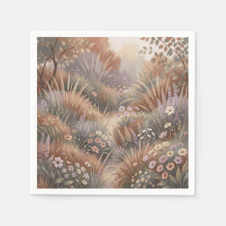 Serviette En Papier Prairie de fleurs sauvages automnale douce paysage