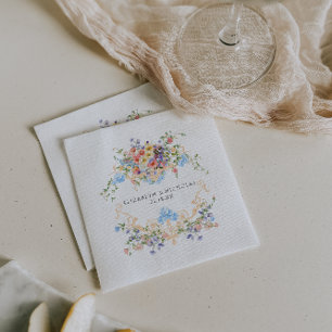 Serviette En Papier Prairie de fleurs sauvages Blason de mariage flo