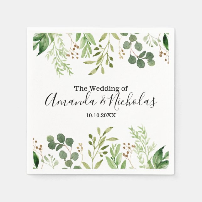 Serviette En Papier prairie sauvage d'été | Mariage vert (Devant)