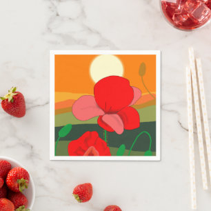 Serviette En Papier pré au coucher du soleil
