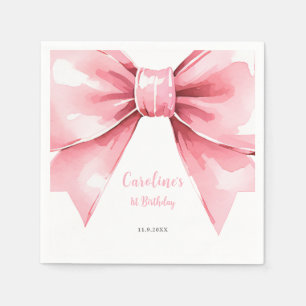 Serviette En Papier Premier anniversaire de la fille rose moderne