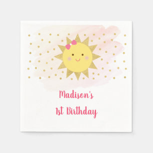 Serviette En Papier Premier anniversaire de Sunshine Pink & Gold