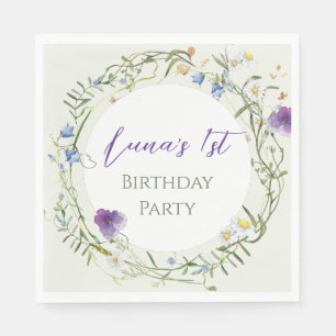 Serviette En Papier Premier anniversaire de Wildflower