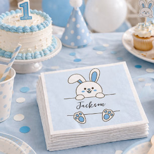 Serviette En Papier Premier Anniversaire du Petit Lapin Bleu Mignon