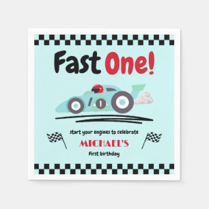 Serviette En Papier Premier anniversaire Fast One Vintage Blue Race Ca