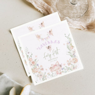 Serviette En Papier Premier anniversaire fée Jardin fantaisiste Lilas