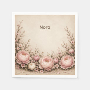 Serviette En Papier Premier anniversaire floral d'un petit ami