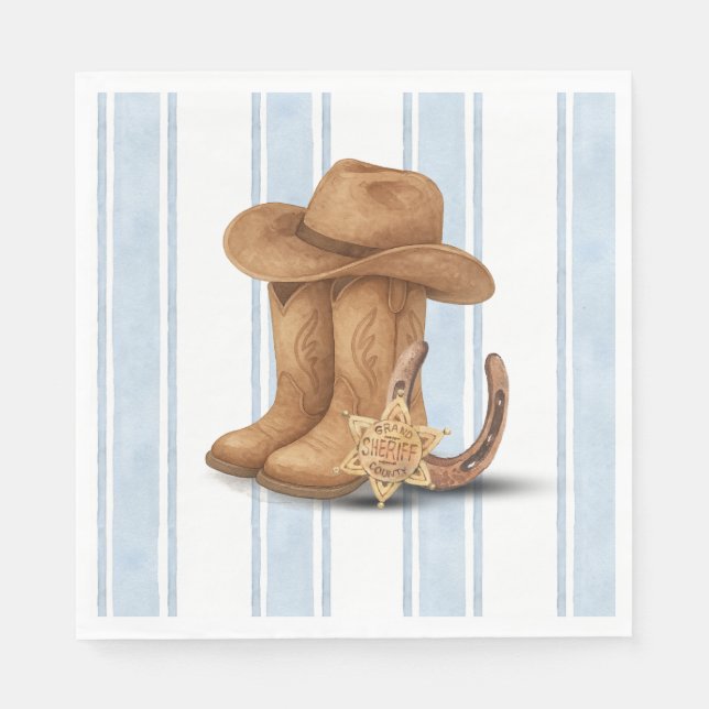 Serviette En Papier Premier anniversaire occidental | Cowboy | Premier (Devant)