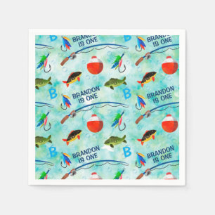 Serviette En Papier Premier anniversaire Petit pêcheur thème pêche
