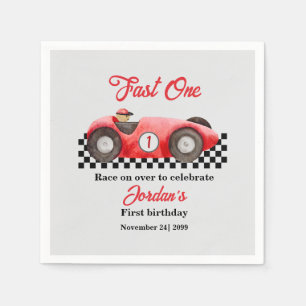 Serviette En Papier Premier Anniversaire Red Race Car Fast One