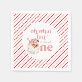 Serviette En Papier Premier anniversaire rétro Noël rose Père Noël