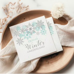 Serviette En Papier Premier anniversaire Winter Onederland sarcelle ar
