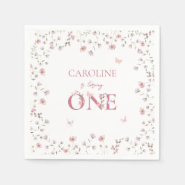 Serviette En Papier Premier Fleur sauvage d'aquarelle d'anniversaire p