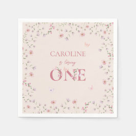 Serviette En Papier Premier Fleur sauvage d'aquarelle d'anniversaire p