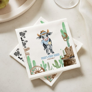 Serviette En Papier Premier Rodéo 1er Anniversaire Bébé Vache