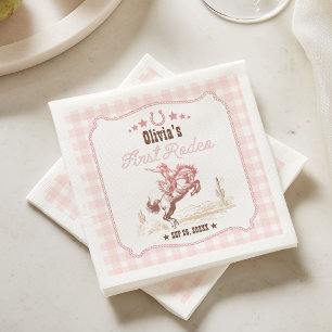 Serviette En Papier Premier Rodéo 1er Anniversaire Rose Western