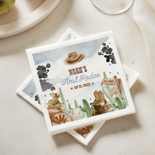 Serviette En Papier Premier Rodéo 1er Anniversaire Rustique Far West