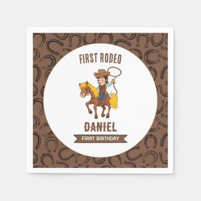 Serviette En Papier Premier Rodeo Cowboy 1er anniversaire (Devant)