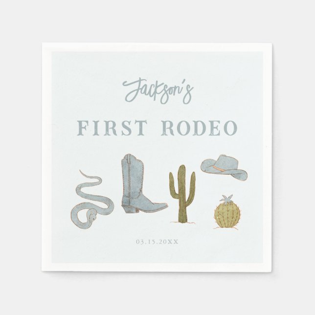 Serviette En Papier Premier Rodeo Cowboy fête d'anniversaire (Devant)