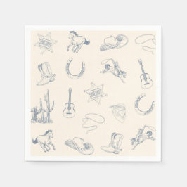 Serviette En Papier Premier Rodéo Cowboy Occidental Anniversaire Bleu 