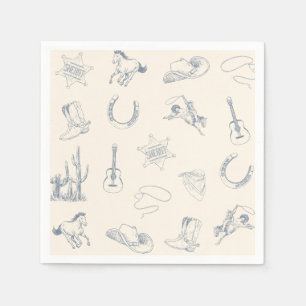 Serviette En Papier Premier Rodéo Cowboy Occidental Anniversaire Bleu 