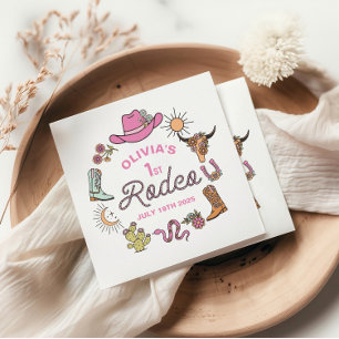 Serviette En Papier Premier Rodéo Cowboy Occidental Rose 1er Anniversa