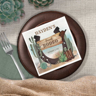 Serviette En Papier Premier Rodeo Cowboy Western Boy 1ère fête d'anniv