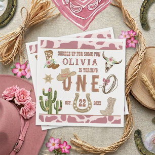 Serviette En Papier Premier Rodéo Cowgirl Western 1er Anniversaire