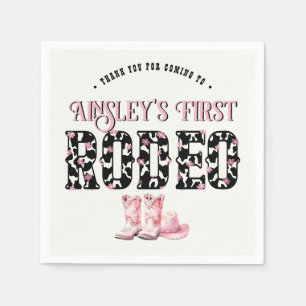 Serviette En Papier Premier Rodéo rose mignon 1er anniversaire personn
