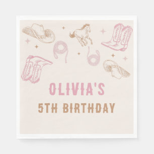Serviette En Papier Premier Rodéo Western Pink Cowgirl Anniversaire