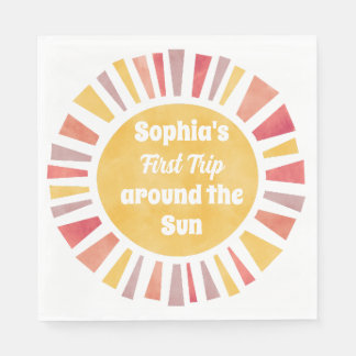 Serviette En Papier Premier Tour de Soleil Ballon Pour Fille