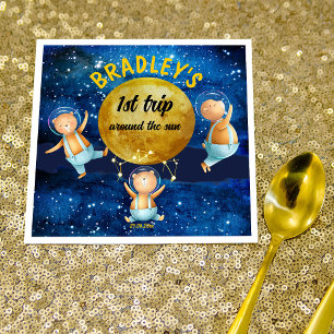 Serviette En Papier Premier voyage autour du soleil anniversaire servi