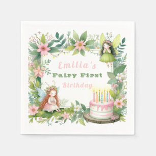 Serviette En Papier Première année de la fée pastel verte -