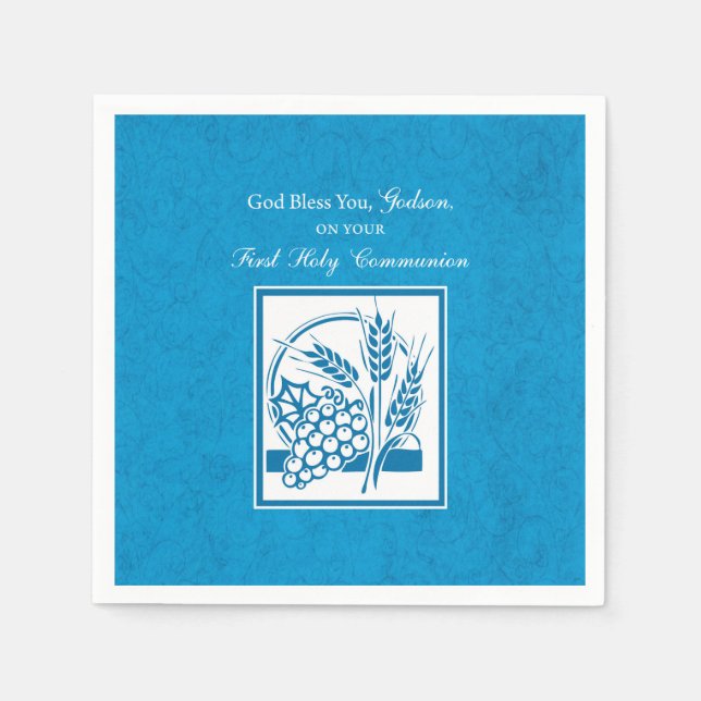 Serviette En Papier Première communion de Godson, blé, raisins bleu (Devant)