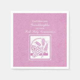 Serviette En Papier Première communion de la petite-fille, rose
