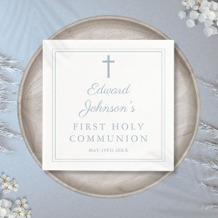 Serviette En Papier Première communion élégante à bord poussiéreux ble