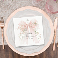 Première communion fille Ruban floral rose